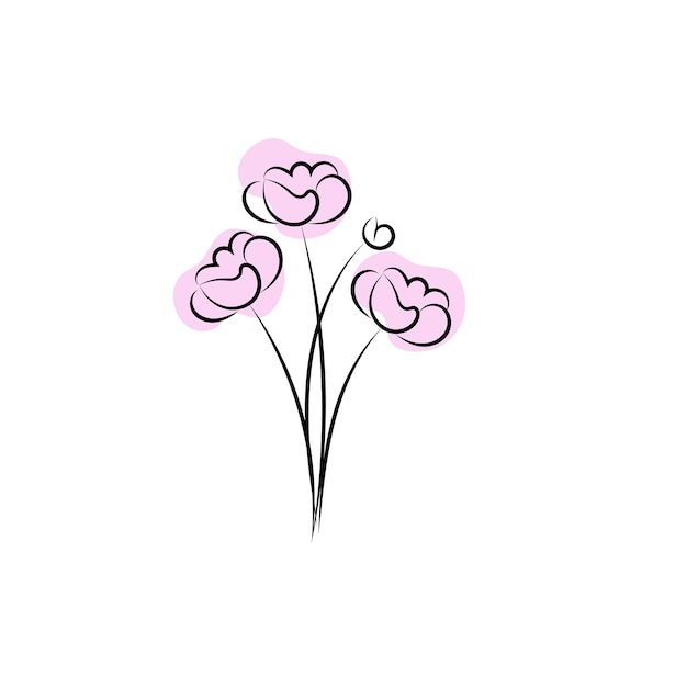 One line drawing minimalist flower illustration in line art style