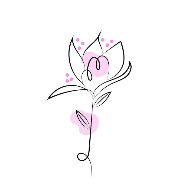 One line drawing minimalist flower illustration in line art style