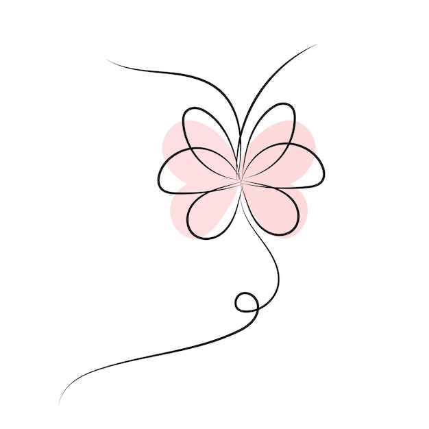 Illustrazione di un fiore minimalista con un disegno a tratteggio in stile art line