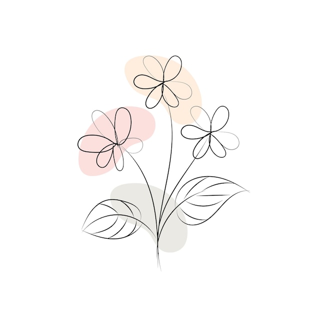 Vector one line drawing minimalist flower illustration in line art style