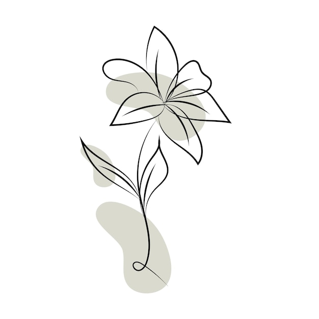 Vettore illustrazione di un fiore minimalista con un disegno a tratteggio in stile art line