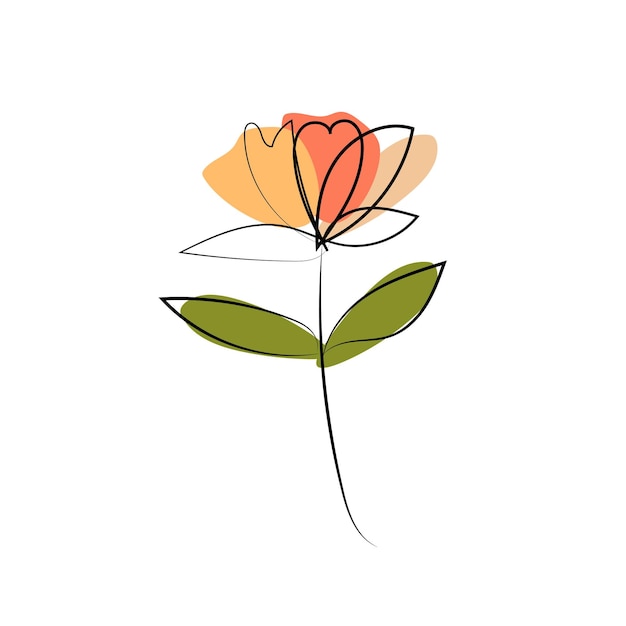 One line drawing minimalist flower illustration in line art style