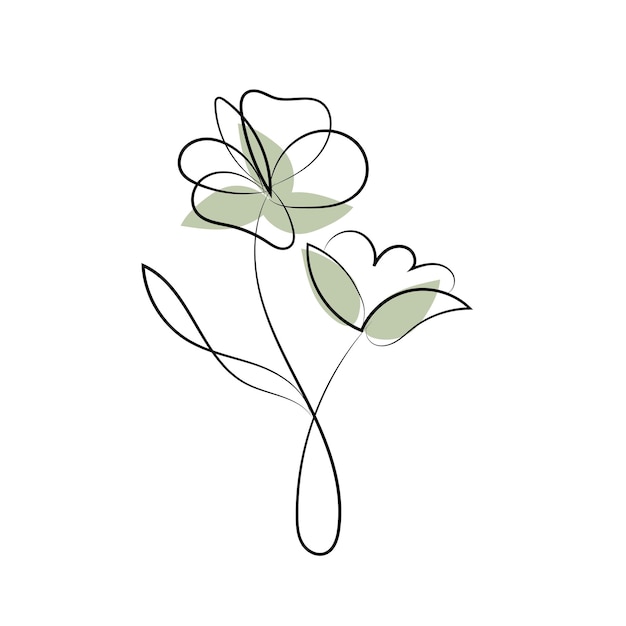 One line drawing minimalist flower illustration in line art style