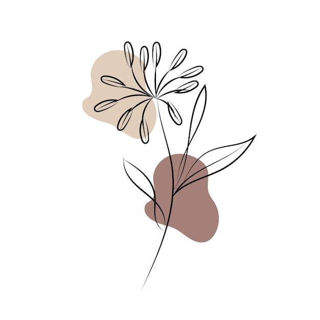 Vettore illustrazione di un fiore minimalista con un disegno a tratteggio in stile art line