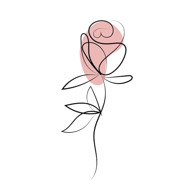 One line drawing minimalist flower illustration in line art style