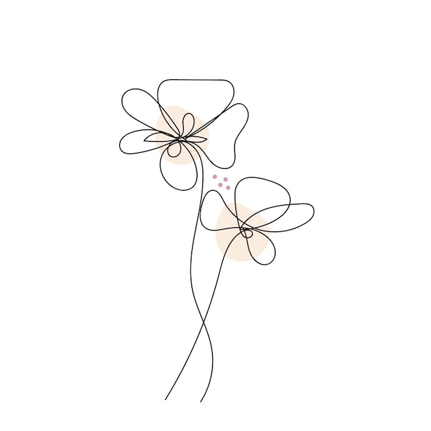 Vector one line drawing minimalist flower illustration in line art style
