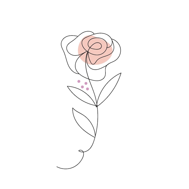 線画風のミニマリストの花のイラストを描く一本線