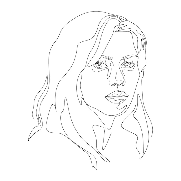 Vector one line drawing minimalist woman head illustration