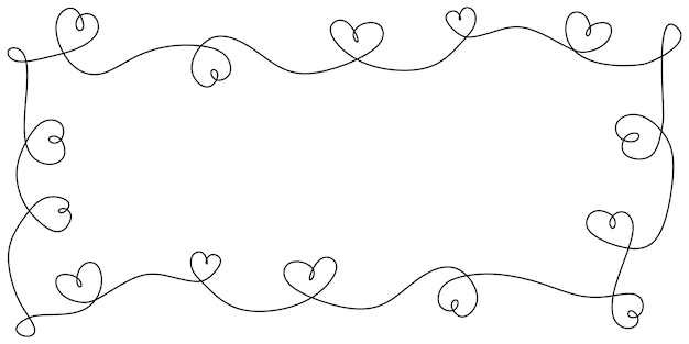 One line drawing ornament of hearts decoration Frame border background element