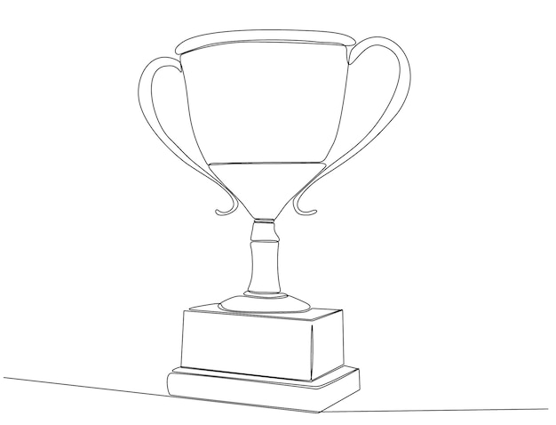 one line drawing premium continuous line winning trophy vector