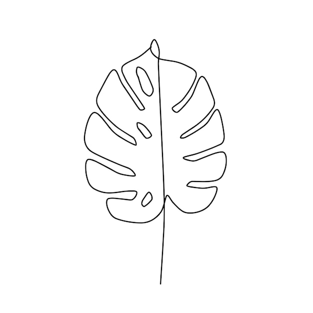 One Line Drawing of Simple Leaves