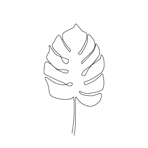 간단한 잎의 한 선 그리기