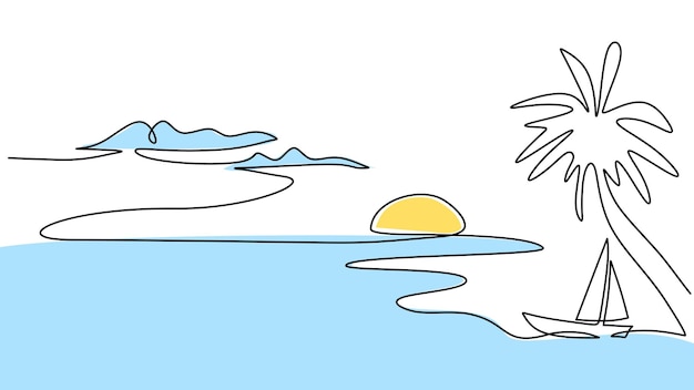 How to Draw Easy and Beautiful Sunset Scenery Drawing with MS Paint
