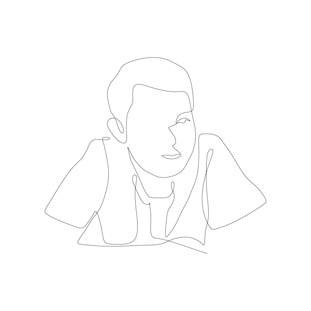 one line drawing of a thinking man