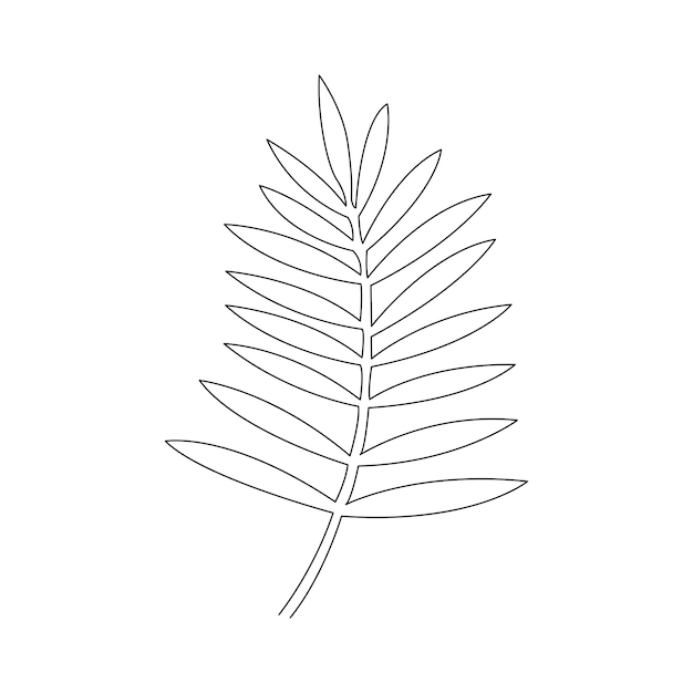 Vector one line drawing vector leaf minimal art