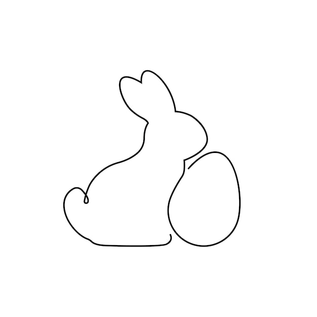 One line easter bunny icon easter and holiday rabbit in egg sign vector graphics single line eps 10