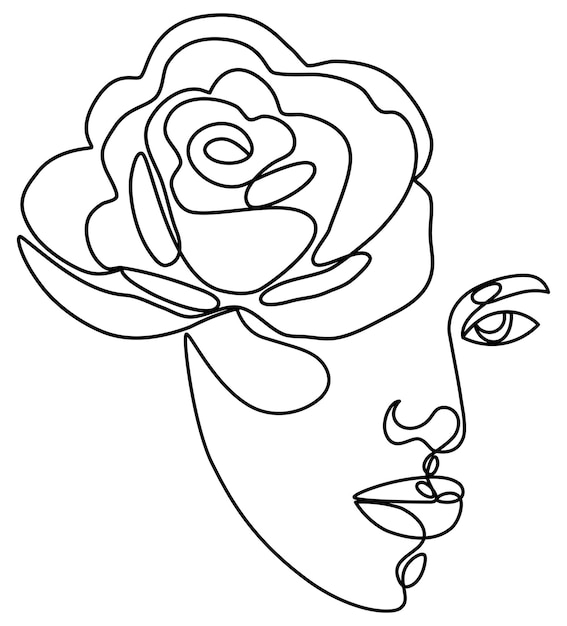 Una linea di faccia con una linea di rose