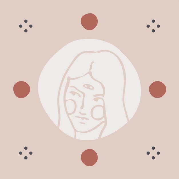 One line feminine logotype. Line art woman logo, boho vibes, neutral colors