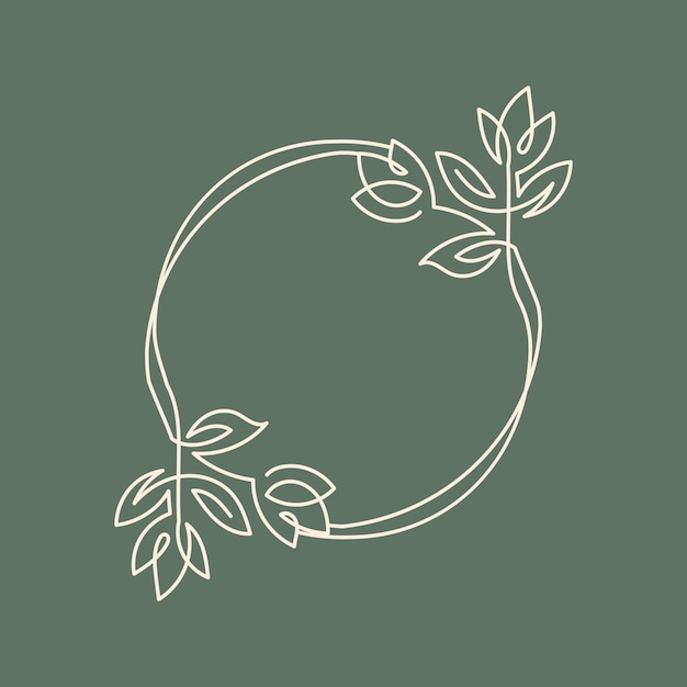 Vector one line flower wreath frames illustration for logo