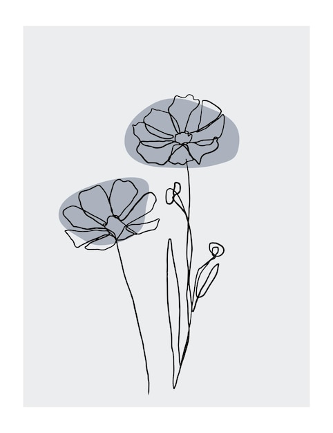 One line flowers poster Organic style