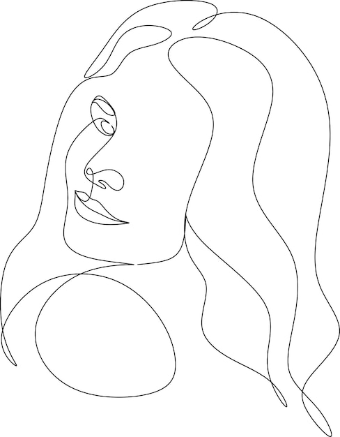 Vector one line girl or woman portrait design hand drawn minimalism style vector illustration