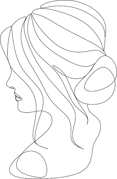 Vector one line girl or woman portrait design hand drawn minimalism style vector illustration