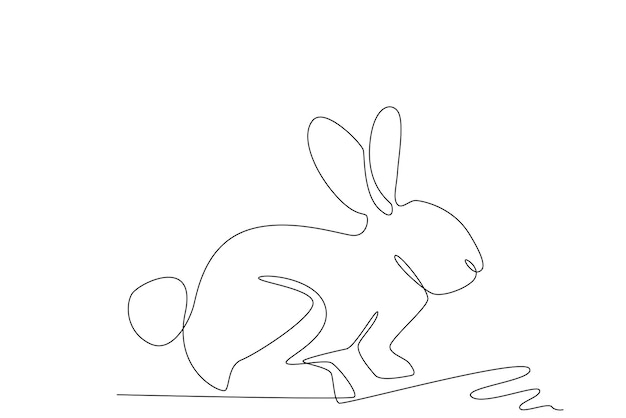 one line graphic of rabbit. simple line concept of animal