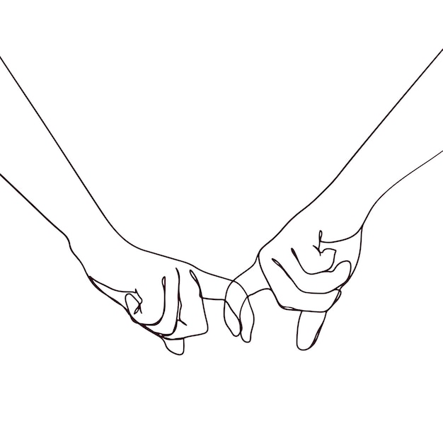 One line hand drawn couple hand