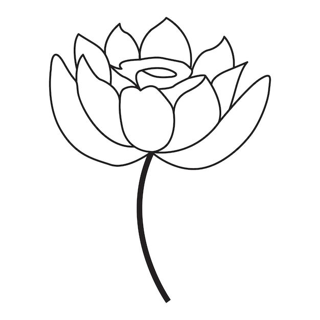 Vector one line hand drawn flower for tattoo design