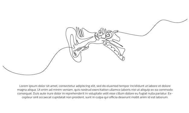 프레임으로 한 줄의 인간 귀 스케치 포스터 그림 추상적인 최소 연속 라인 벽 장식