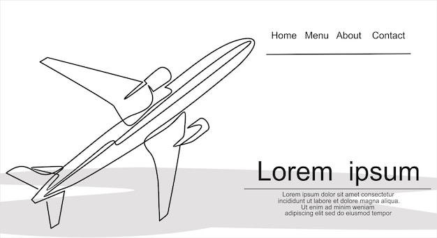 Vector one line illustration. traveling concept. line plane.