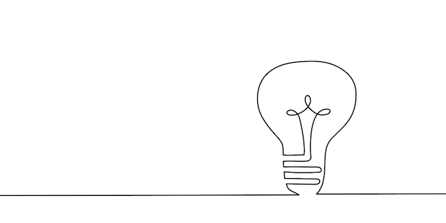 One line light bulb lamp art Continuous single line idea creative energy concept bulb Brainstorm