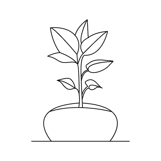 Vector one line nature protection plants important aspect of life tree vector illustration