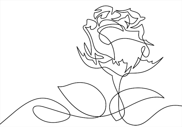 One line rose design hand drawn minimalism style vector illustration