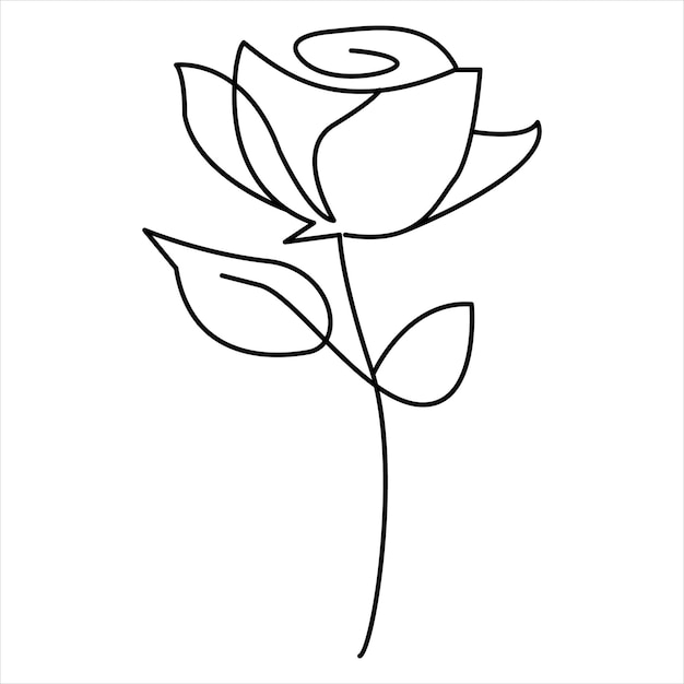 Vettore one line rose flower minimalism drawing vector illustration floral art design