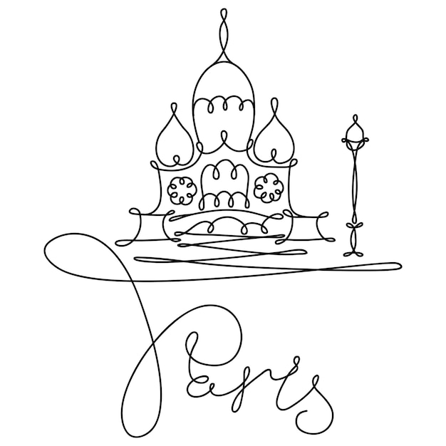 One line sketch of Sacre Coeur in Paris