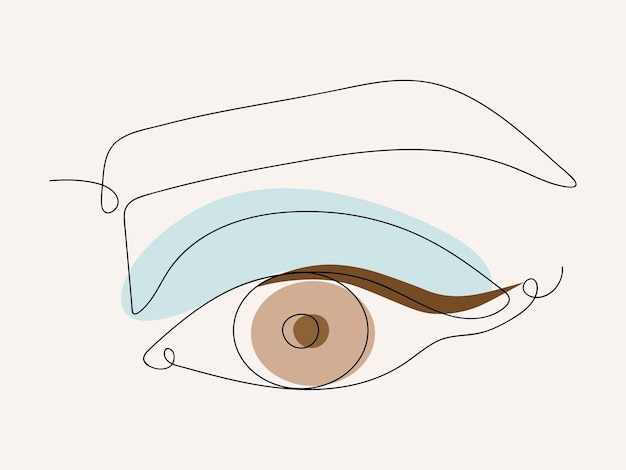 Vector one line style eye with added color