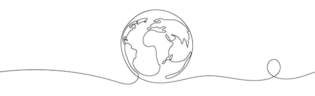 One line style world Simple modern minimalism continuous earth vector