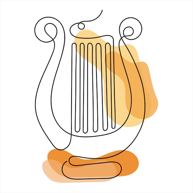 One line vector illustration (harp)