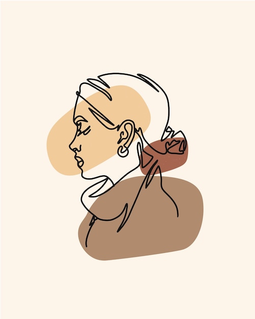 One lined art woman illustration, 줄 여자, 일러스트레이션, 클립 아트