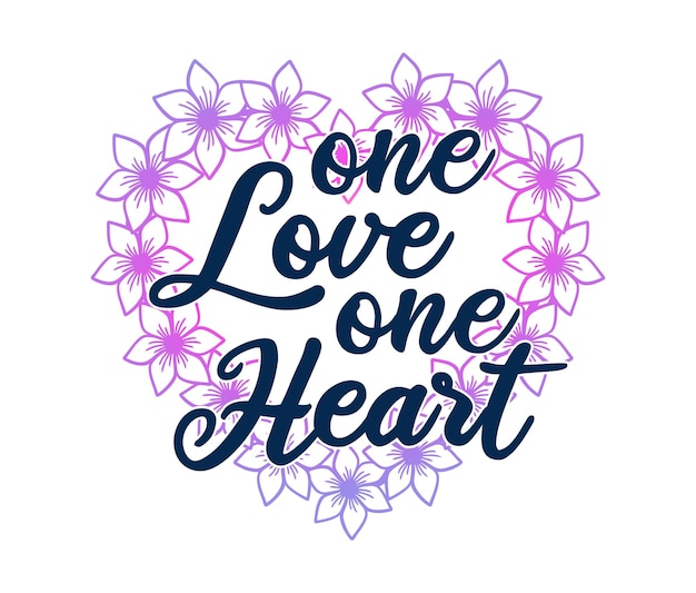 One Love One Heart Quote Vector Design voor T-shirt, mok, sleutelhanger en stickerontwerp