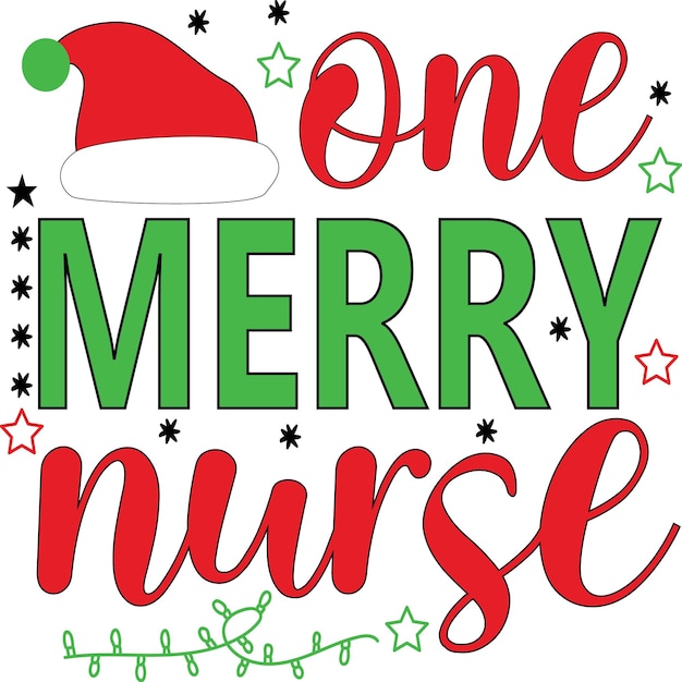 Vector one merry nurse christmas tshirt design