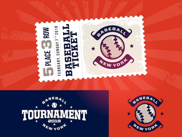 레드 테마 의 야구 티켓 과 로고 의 한 가지 현대적 인 전문 디자인