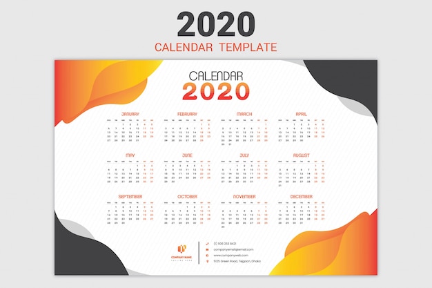 Шаблон календаря на одну страницу