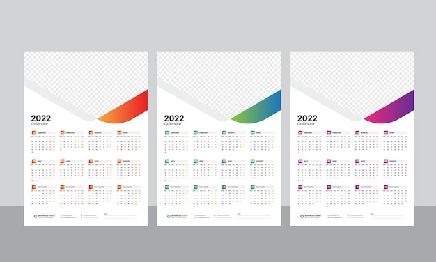 Шаблон одностраничного настенного календаря на 2022 год