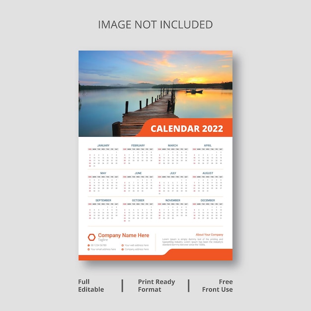 One Page Wall Calendar 2022