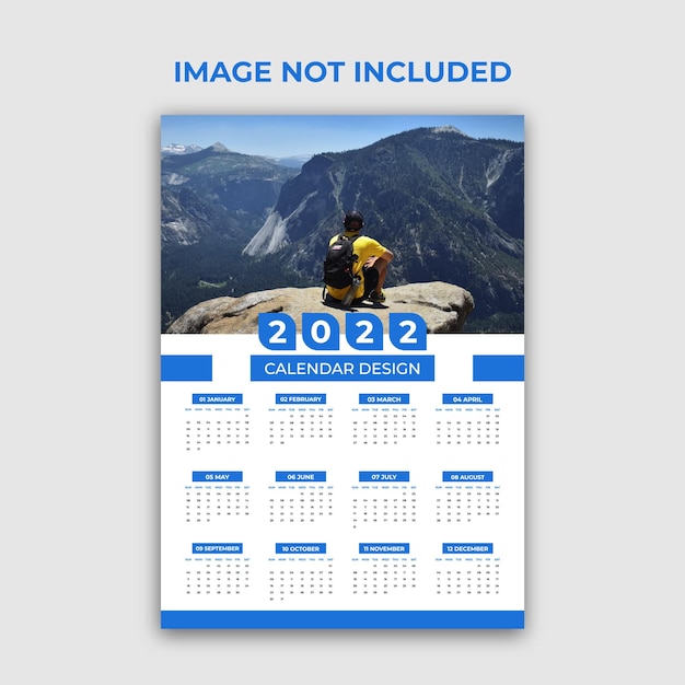 One page wall calendar 2022