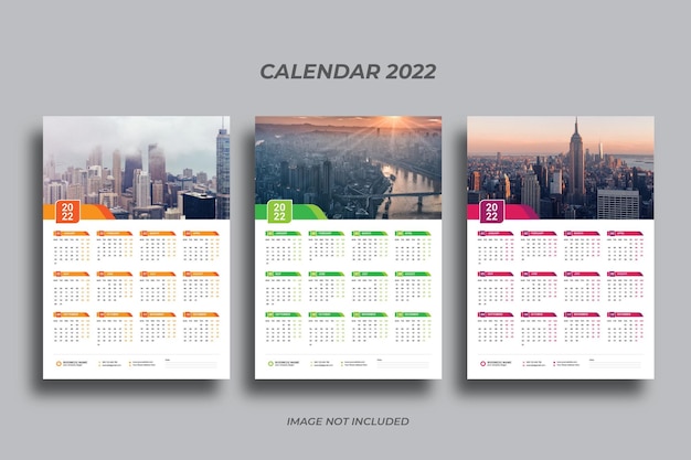 One page wall calendar 2022