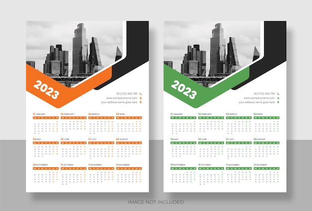 Настенный календарь на одну страницу 2023, редактируемый векторный файл иллюстратора, шаблон календаря