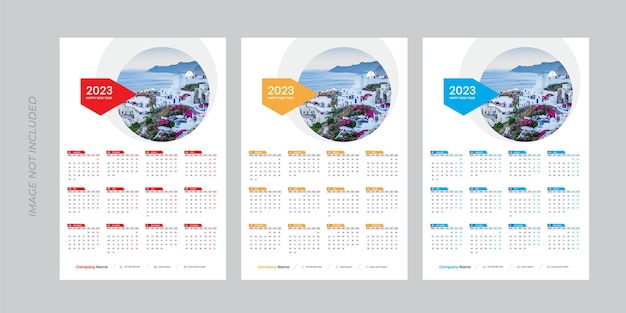 One page wall calendar template for 2023 year